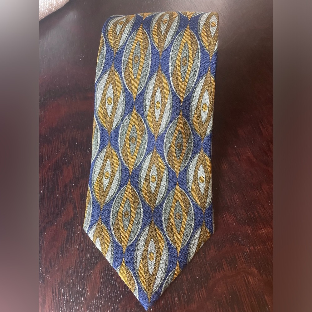 Mondo di Marco Vintage Silk Necktie Blue Green Gold Italy